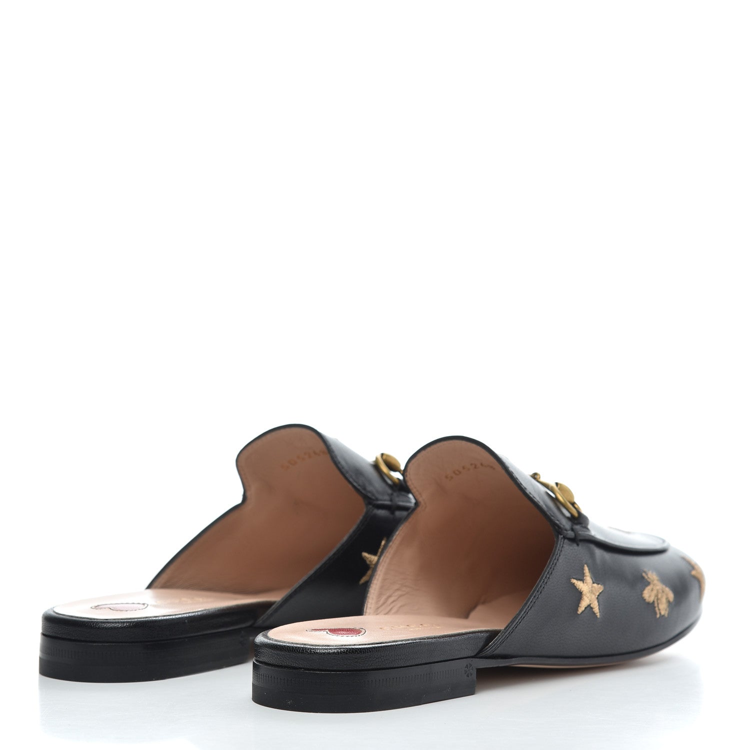 Gucci Goatskin Bee Star Embroidered Womens Princetown Slippers 38.5 Black 4 of 8