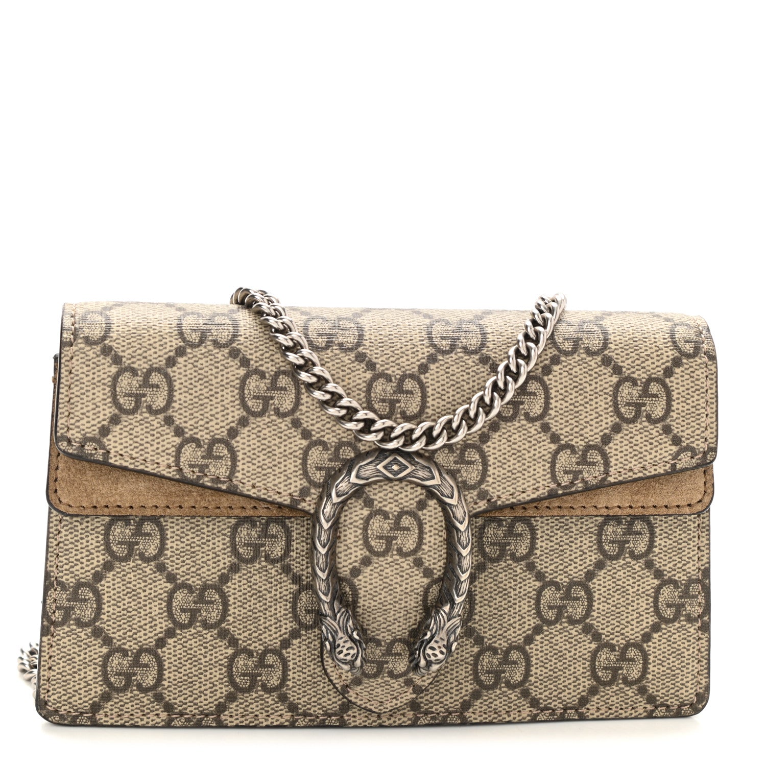 Gucci GG Supreme Monogram Super Mini Dionysus Shoulder Bag Taupe 1 of 8