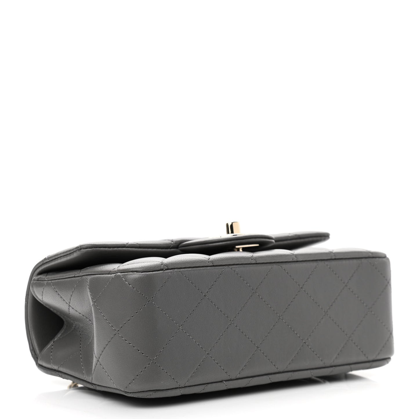 Lambskin Quilted Mini Top Handle Rectangular Flap Dark Grey