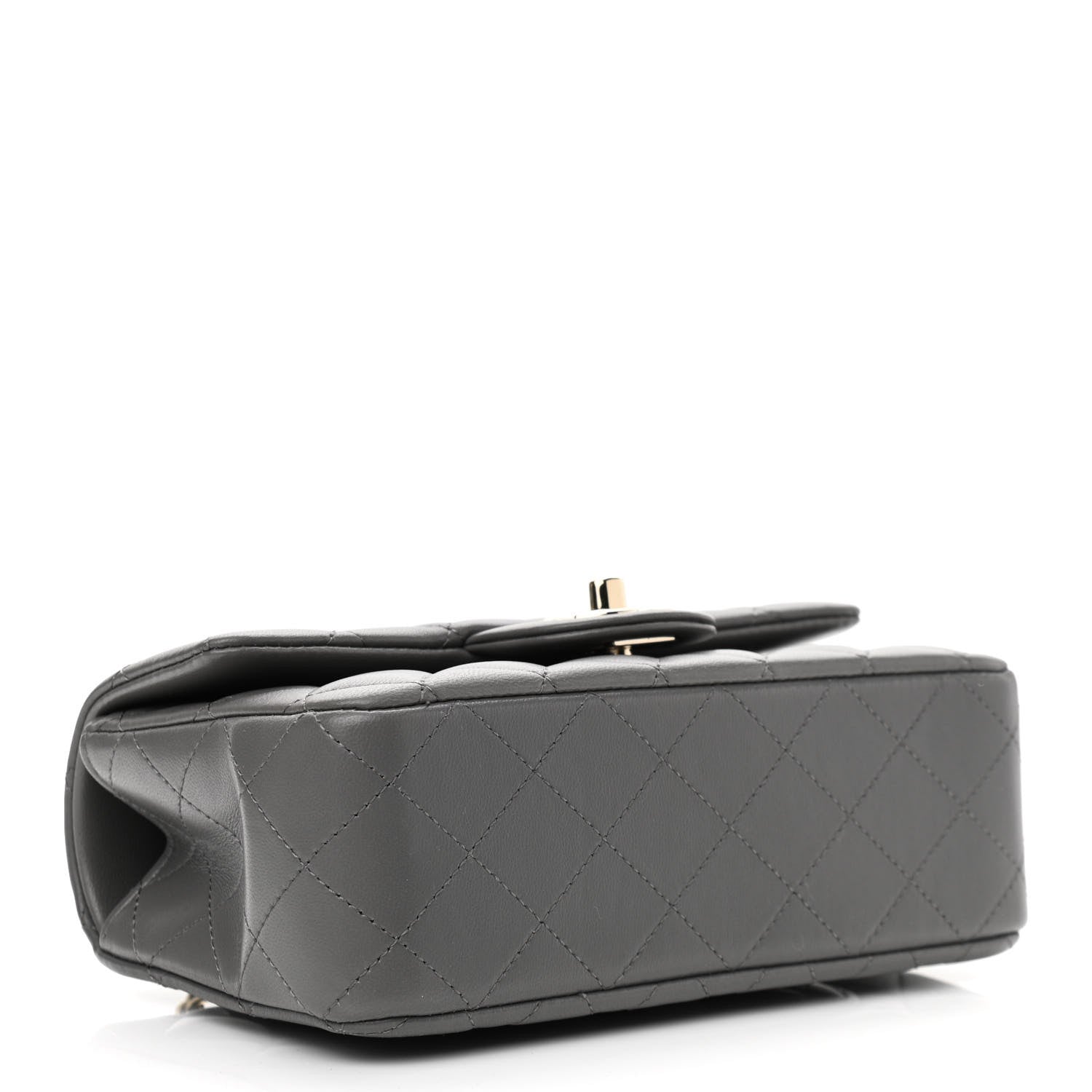 Chanel Lambskin Quilted Mini Top Handle Rectangular Flap Dark Grey 4 of 10