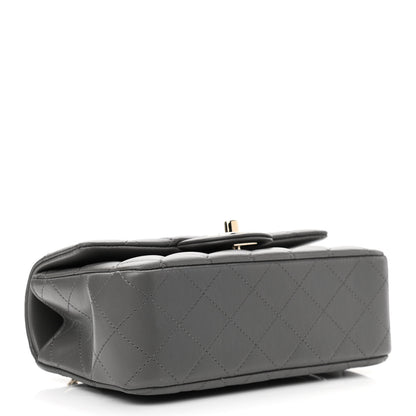 Chanel Lambskin Quilted Mini Top Handle Rectangular Flap Dark Grey 4 of 10