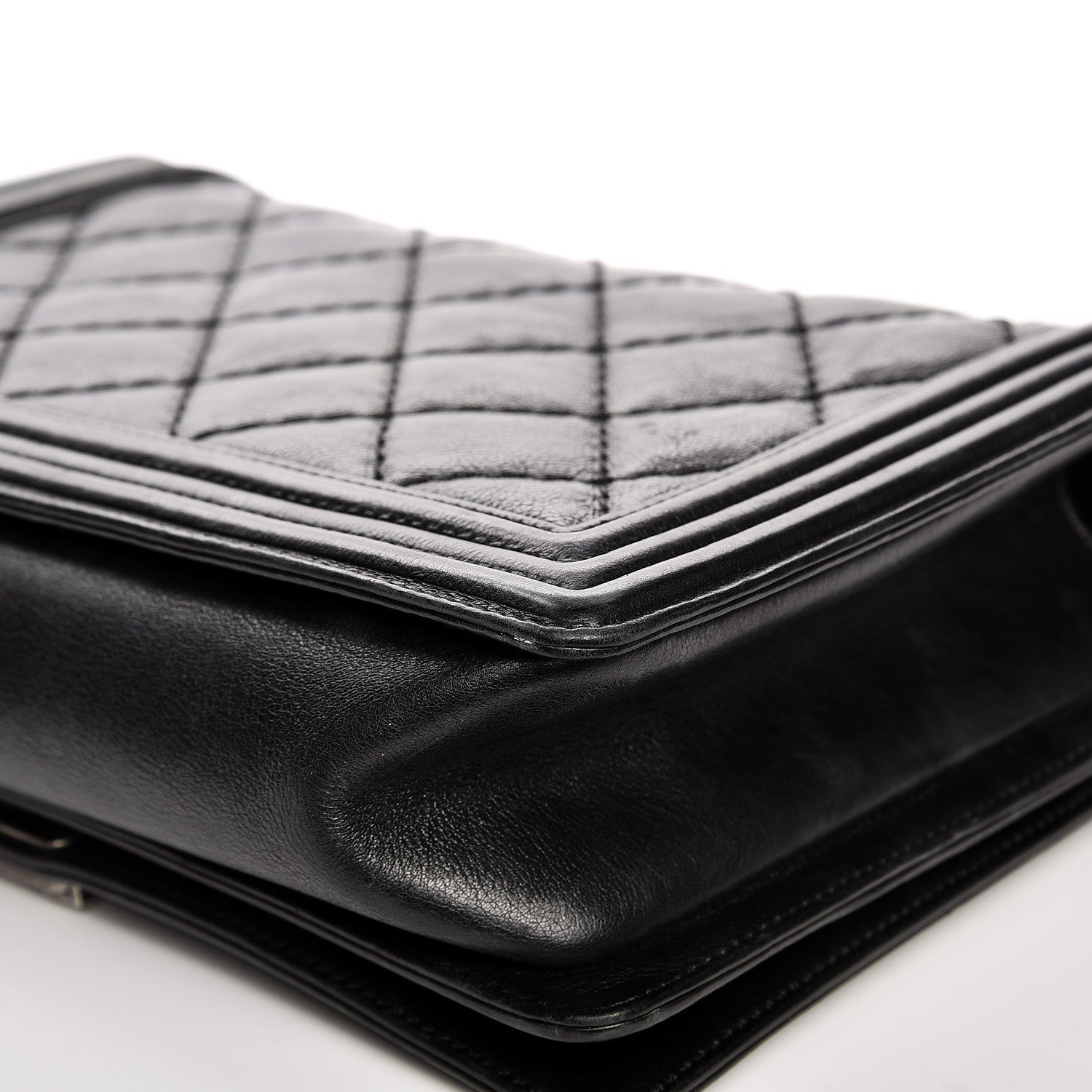 Chanel Calfskin Quilted Double Stitch New Medium Boy Flap Black 14 of 15