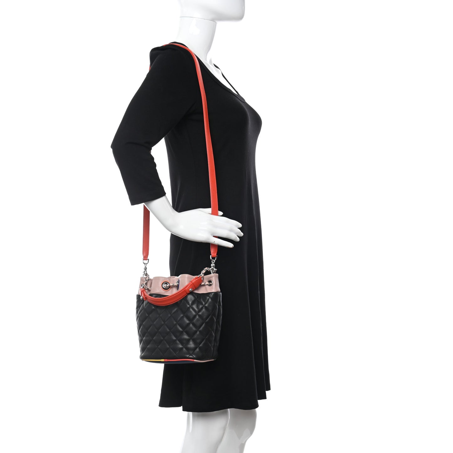 Lambskin Quilted Cuba Drawstring Tote Multicolor