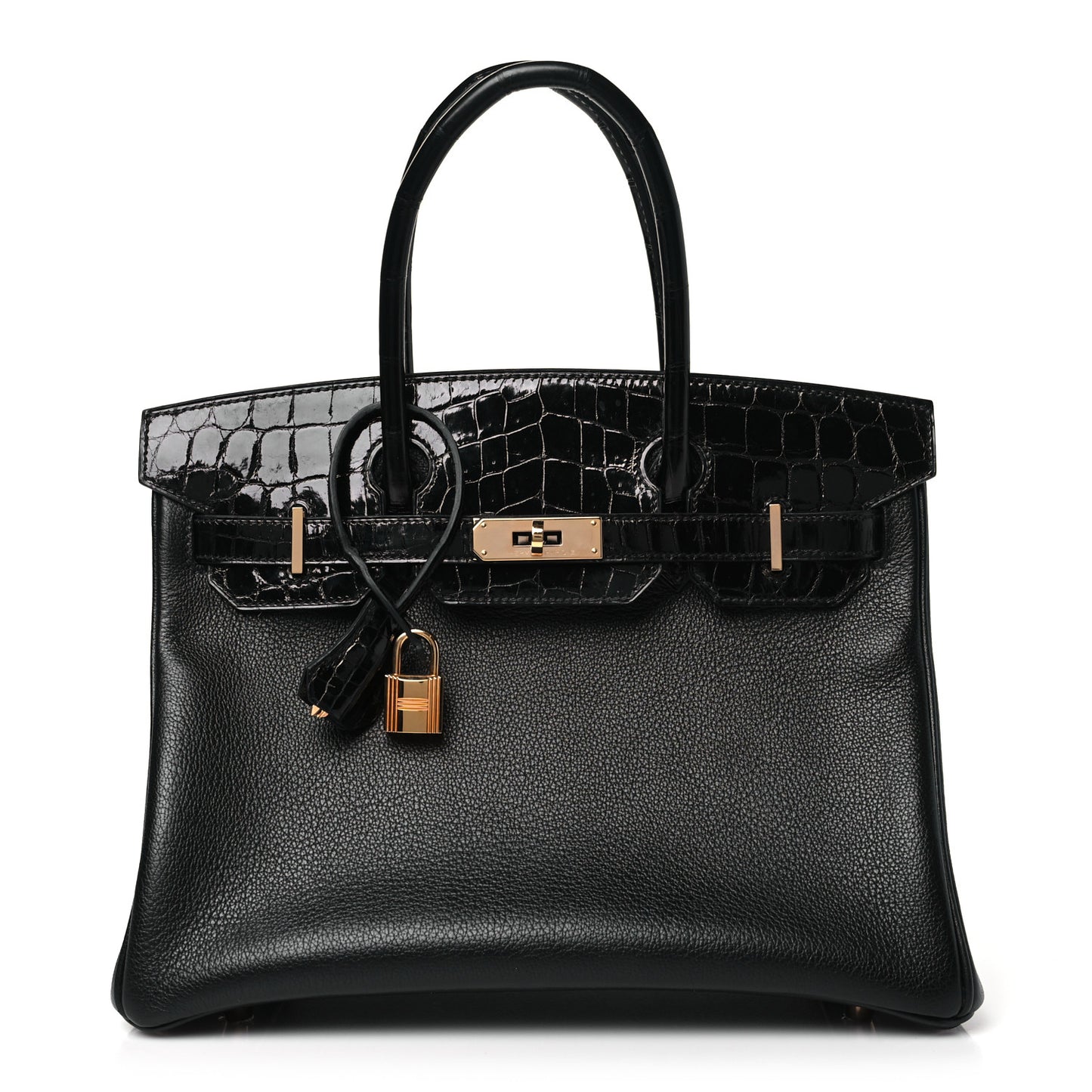 Taurillon Novillo Shiny Niloticus Crocodile Birkin Touch 30 Black