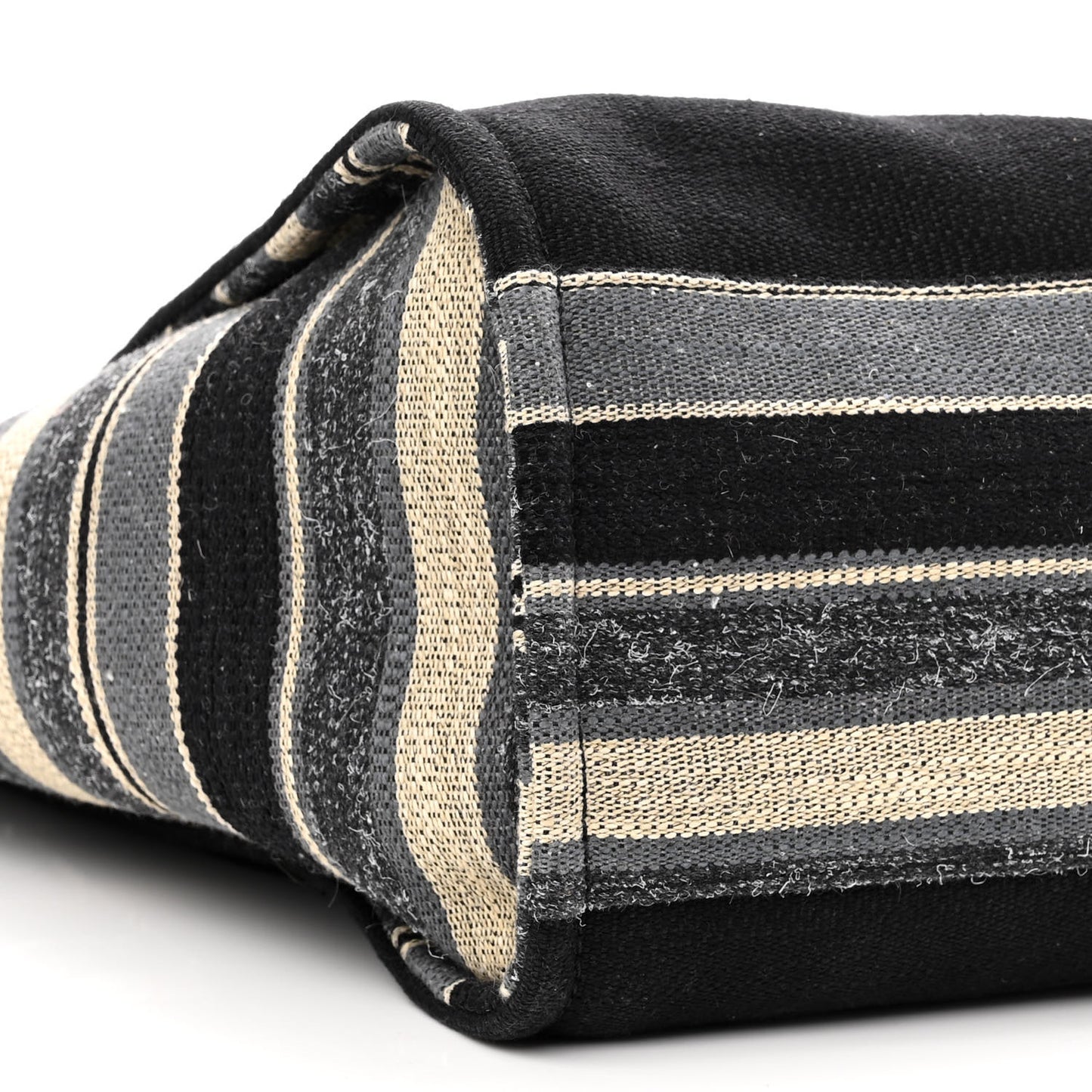 Canvas Striped Extra Large Deauville Tote Black Grey