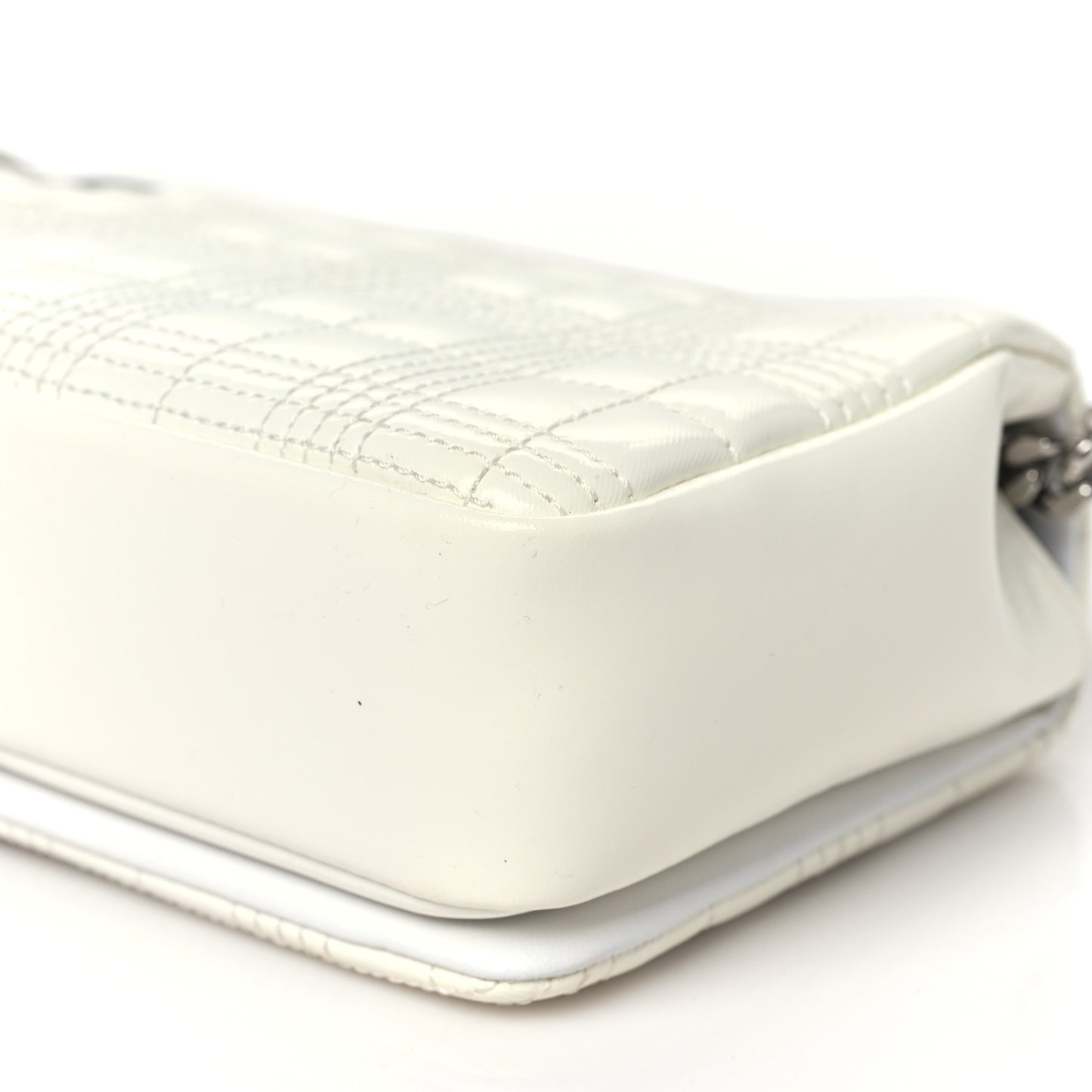 Patent Quilted Horseferry Print Small Lola Bag White