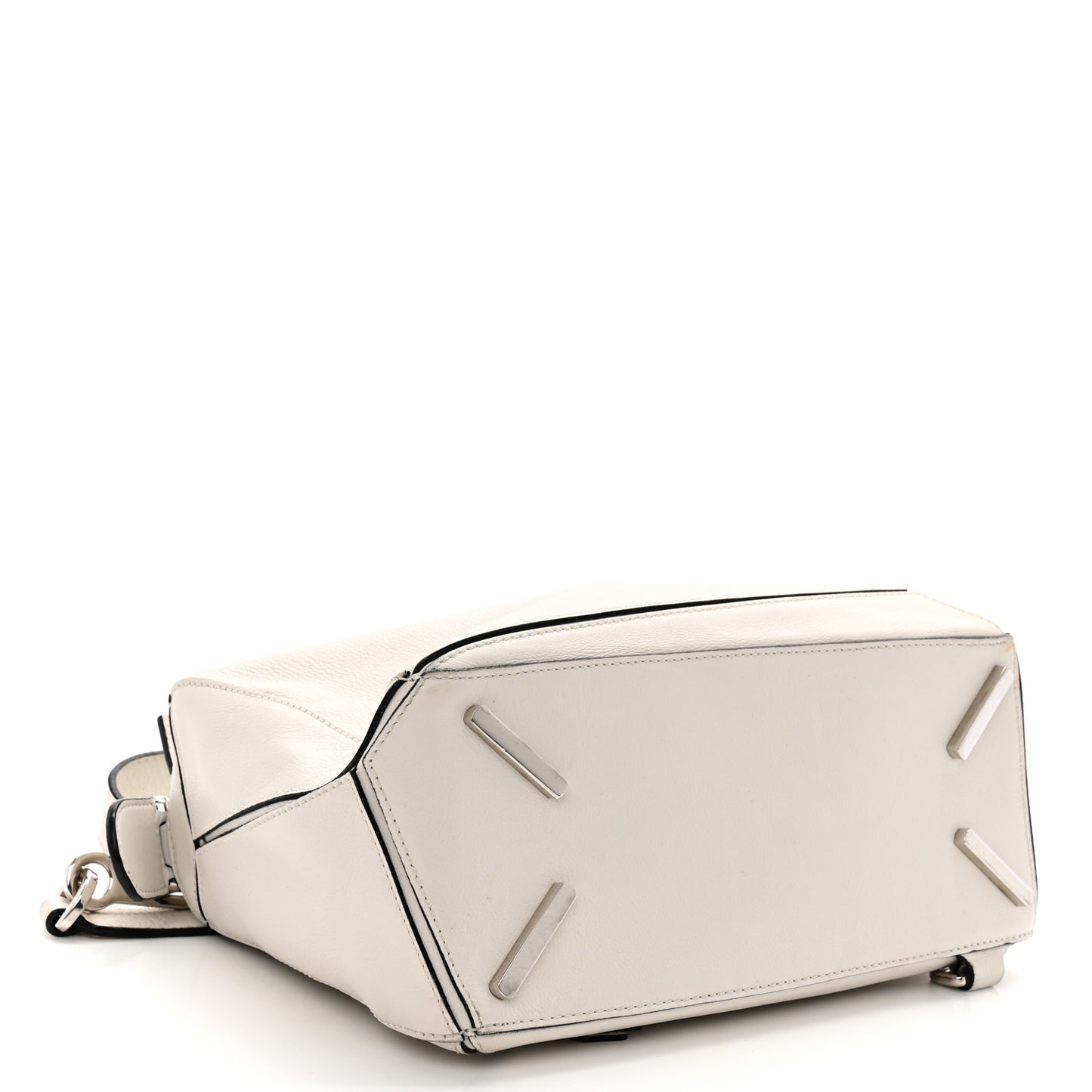 Grained Calfskin Small Puzzle Bag White