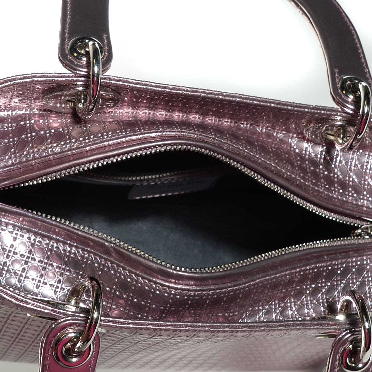 Christian Dior Metallic Patent Micro-Cannage Medium Lady Dior Pink 5 of 7
