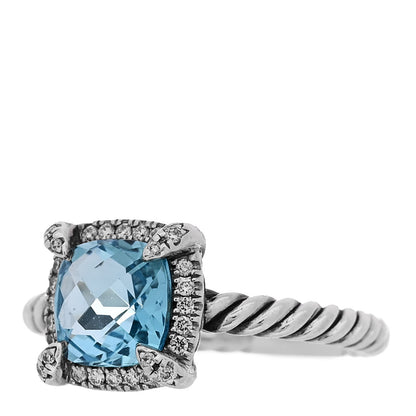 David Yurman Sterling Silver Diamond Blue Topaz 7mm Chatelaine Pave Bezel Ring 51 5.75 3 of 5