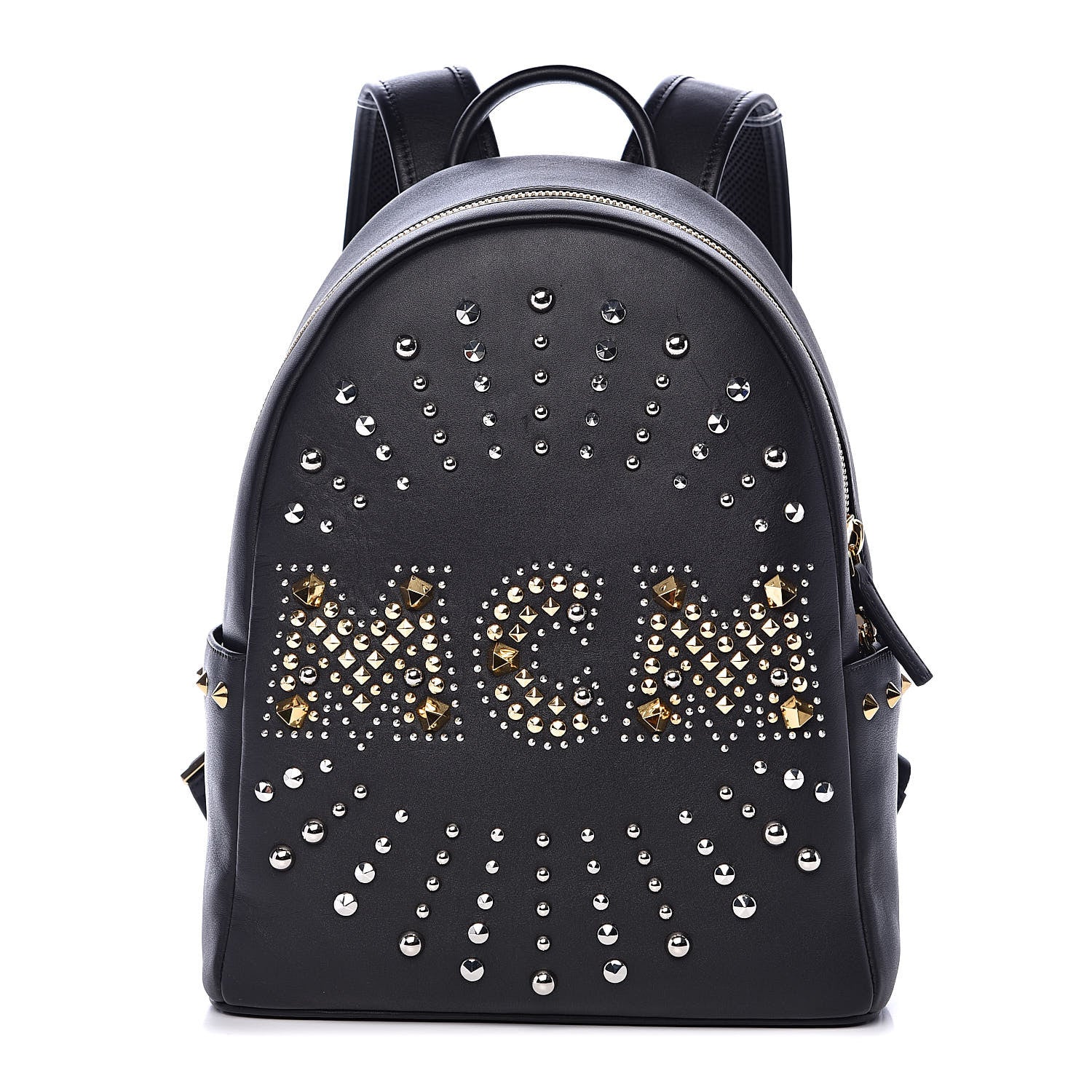 MCM Smooth Calfskin Radial Studded Small Stark Backpack Black 1 of 10