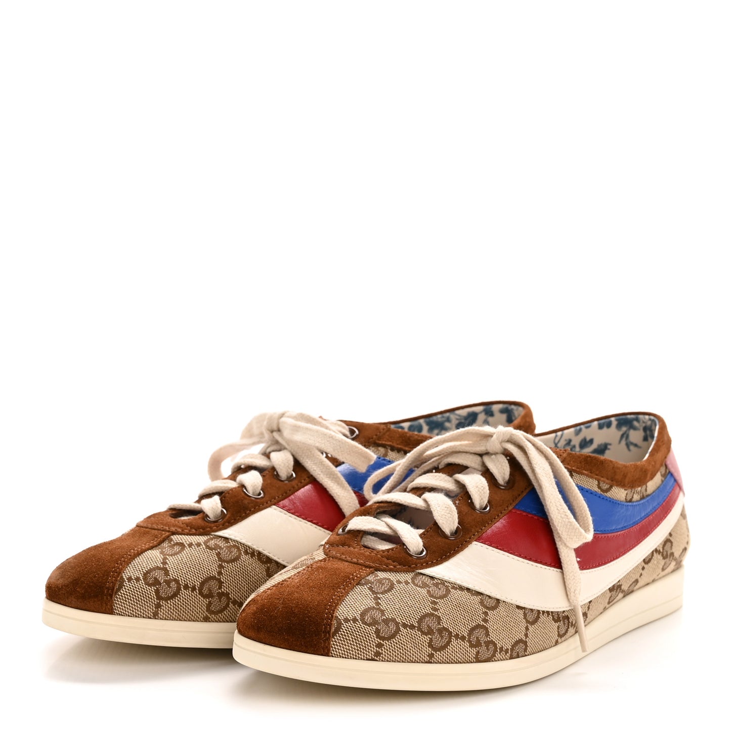 Suede Monogram Web Womens Falacer Sneakers 40 Nocciola Beige Mystic White Hibiscus Red