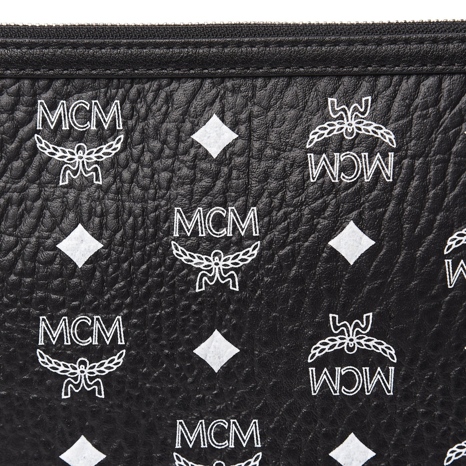 MCM Visetos Liz Shopper Tote Pouch Black 7 of 9