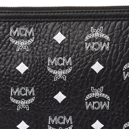 MCM Visetos Liz Shopper Tote Pouch Black 7 of 9