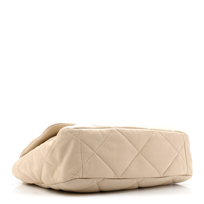 Chanel Lambskin Quilted Maxi Chanel 19 Flap Beige 4 of 13