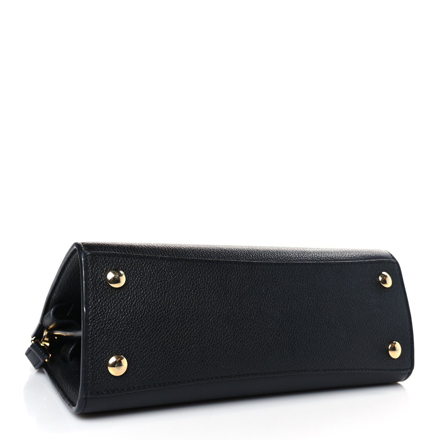 Grainy Calfskin Mini Two Handle Title Bag Black
