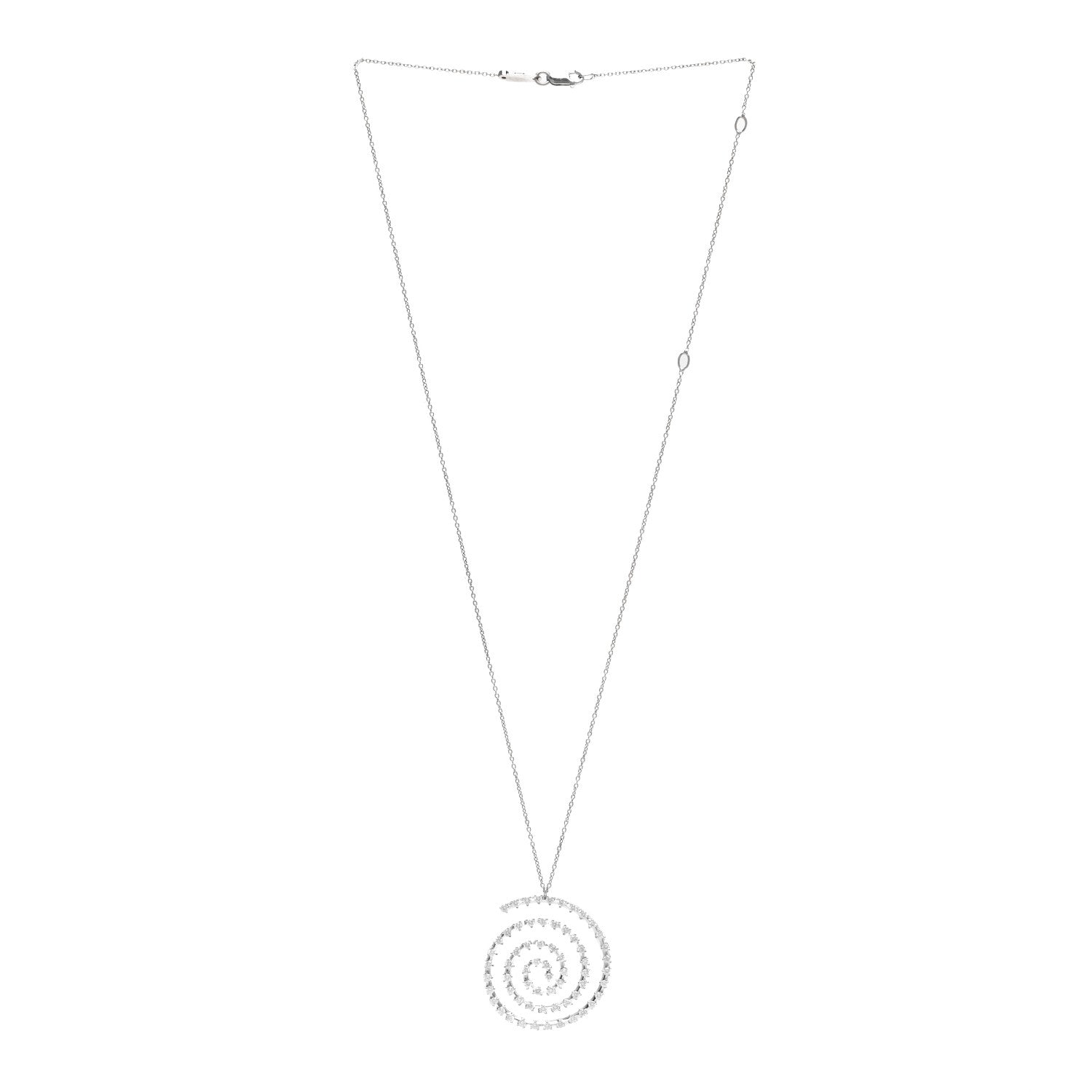 Roberto Coin 18K White Gold Diamond Spiral Pendant Necklace 3 of 5