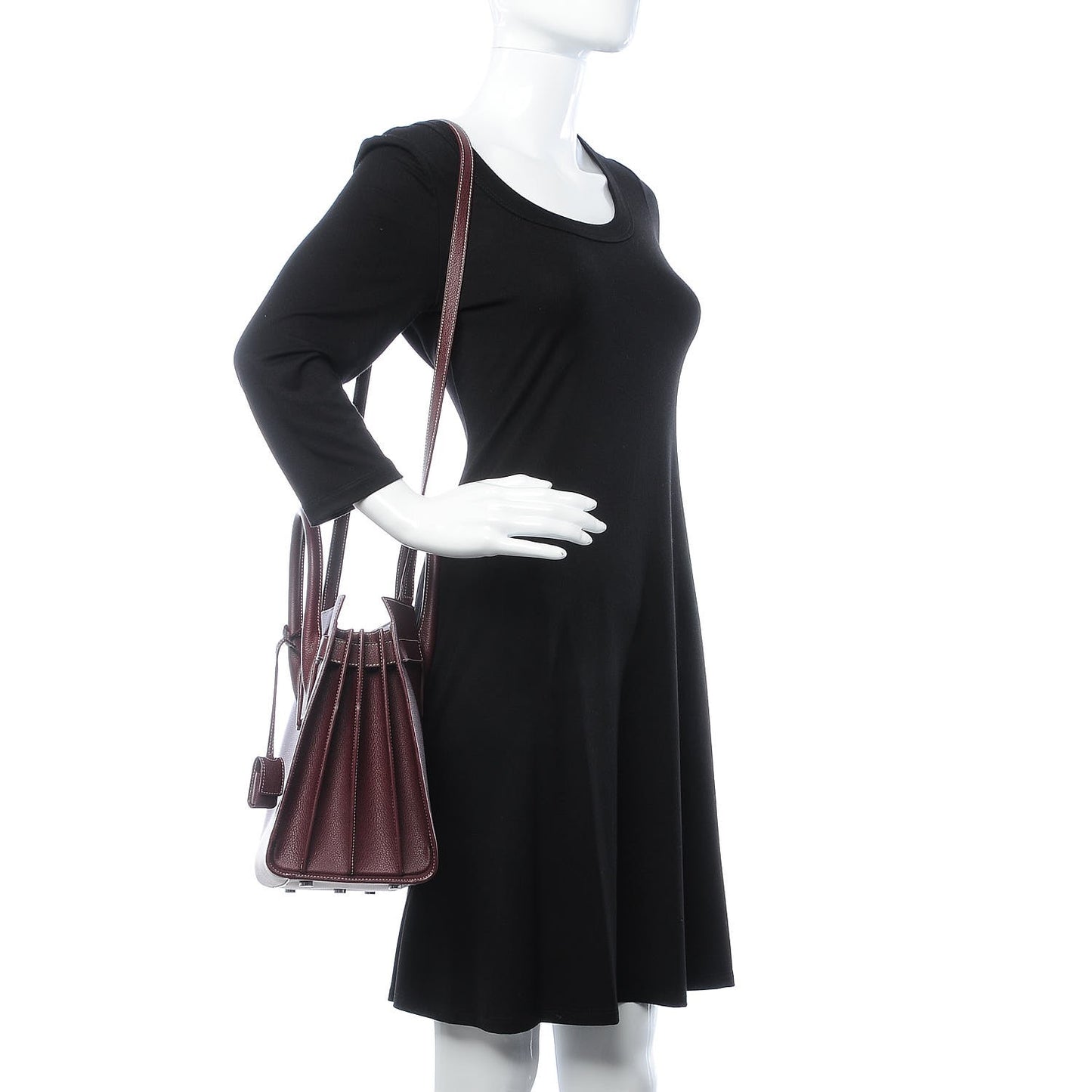 Grained Calfskin Topstitch Small Classic Sac De Jour Rouge Legion