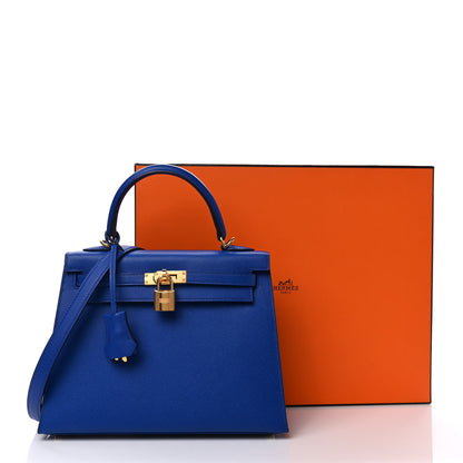 Hermes Epsom Kelly Sellier 25 Bleu Royal 8 of 8