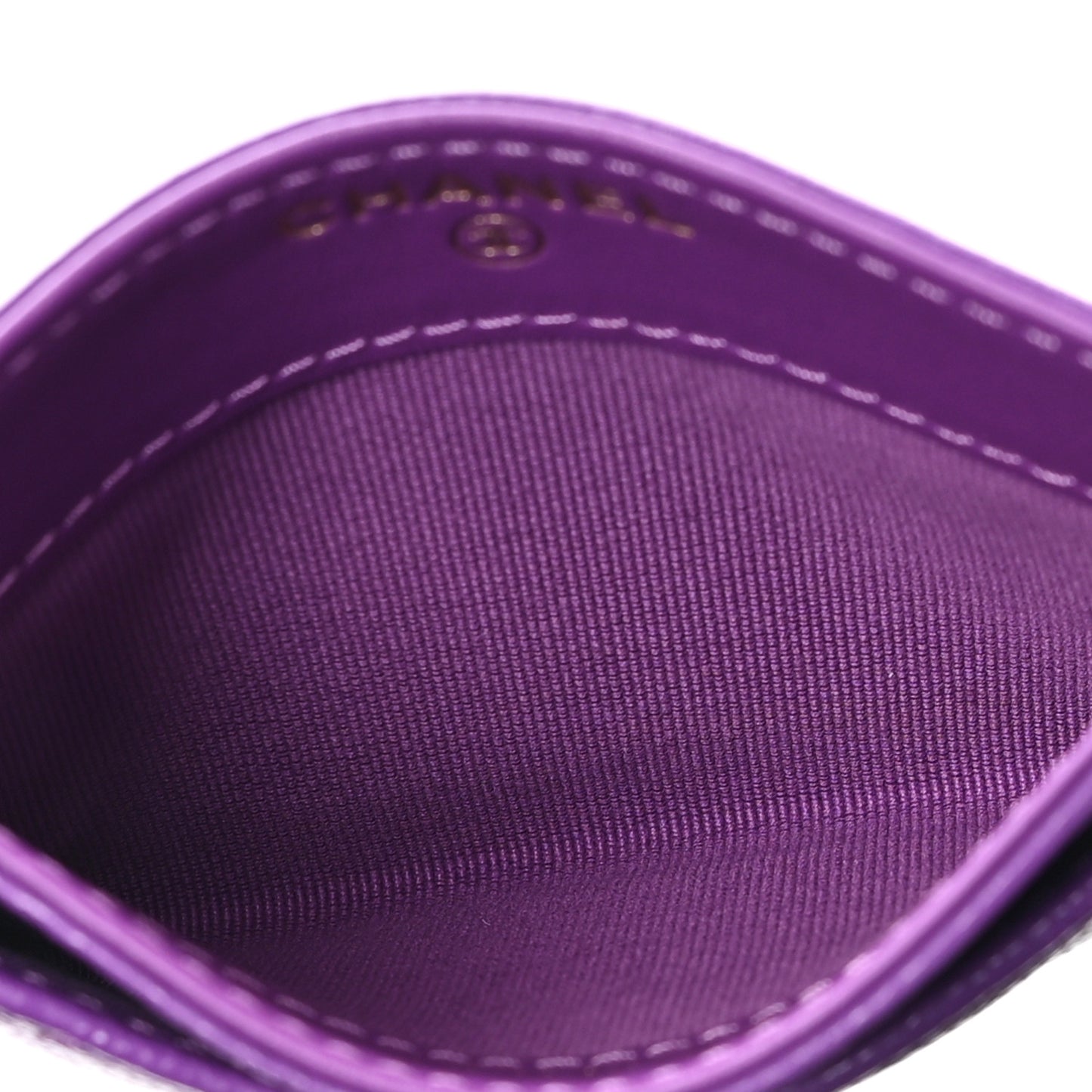 Caviar Quilted Card Holder Purple