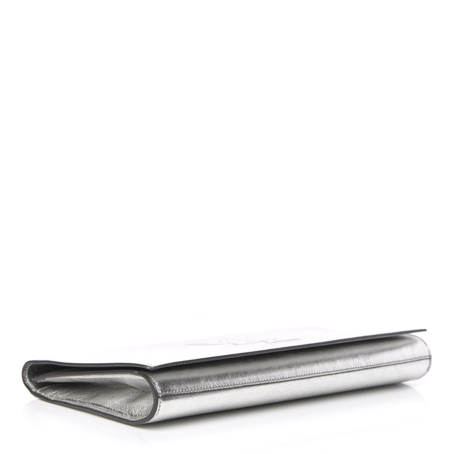 Saint Laurent Metallic Calfskin Monogram Large Belle De Jour Clutch Silver 4 of 11