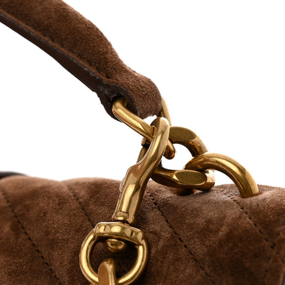 Saint Laurent Suede Matelasse Chevron Monogram Medium College Bag Bark Brown 14 of 15
