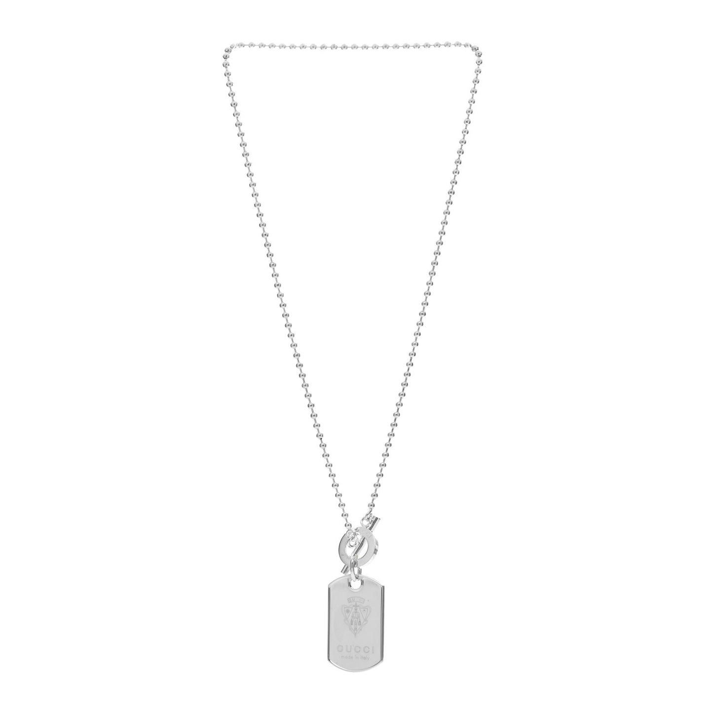 Sterling Silver Crest Dog Tag Toggle Necklace