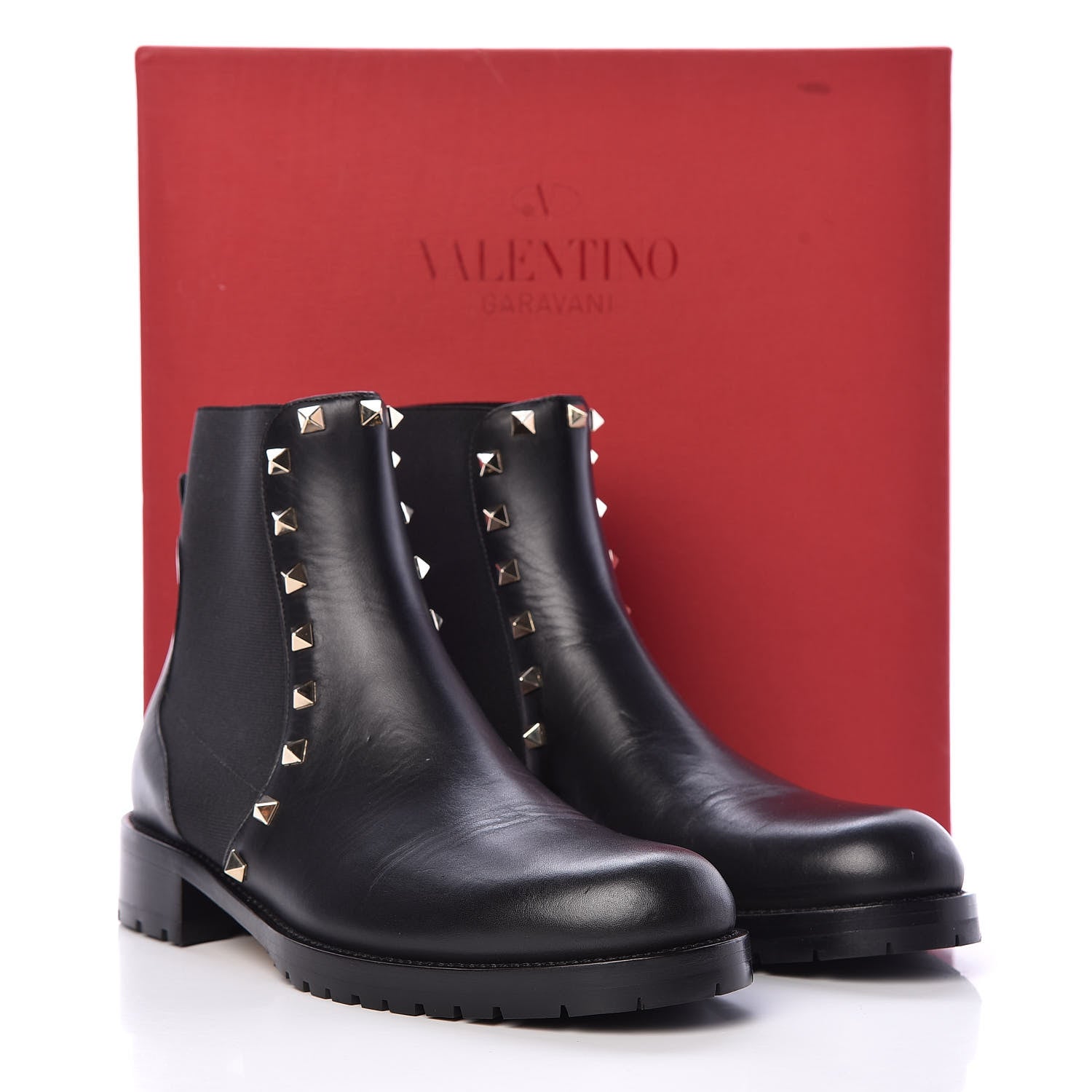 Valentino Garavani Calfskin Rockstud Beatle Chelsea 20mm Ankle Boots 39 Black 10 of 10