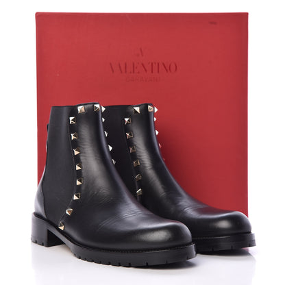 Valentino Garavani Calfskin Rockstud Beatle Chelsea 20mm Ankle Boots 39 Black 10 of 10