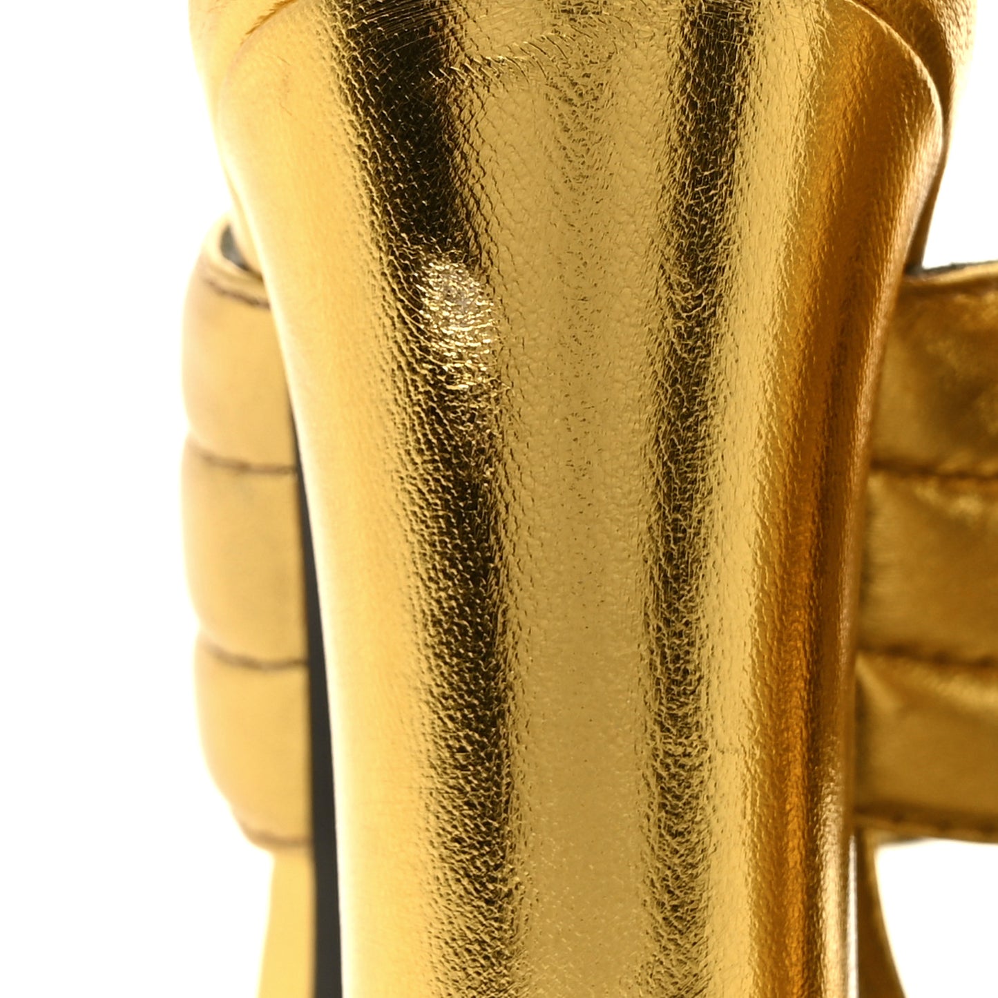 Metallic Nappa Webby Crossover High Heel Slide Sandals 37 Oro Vecchio