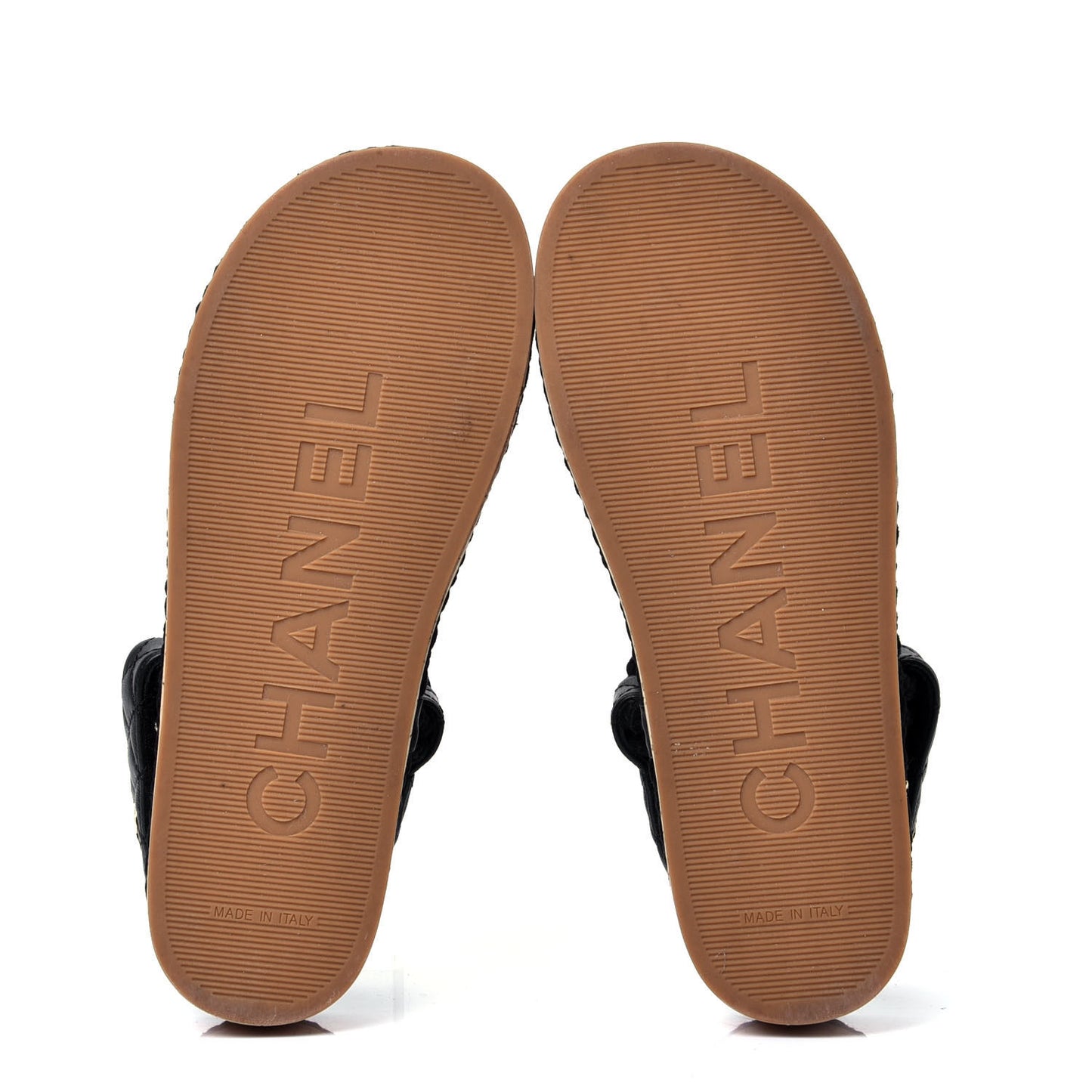 Cord Lambskin Quilted Logo Sandals 37 Black