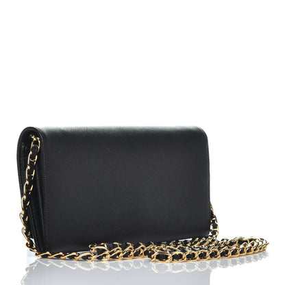 Prada Saffiano Metal Oro Chain Wallet Black 3 of 8