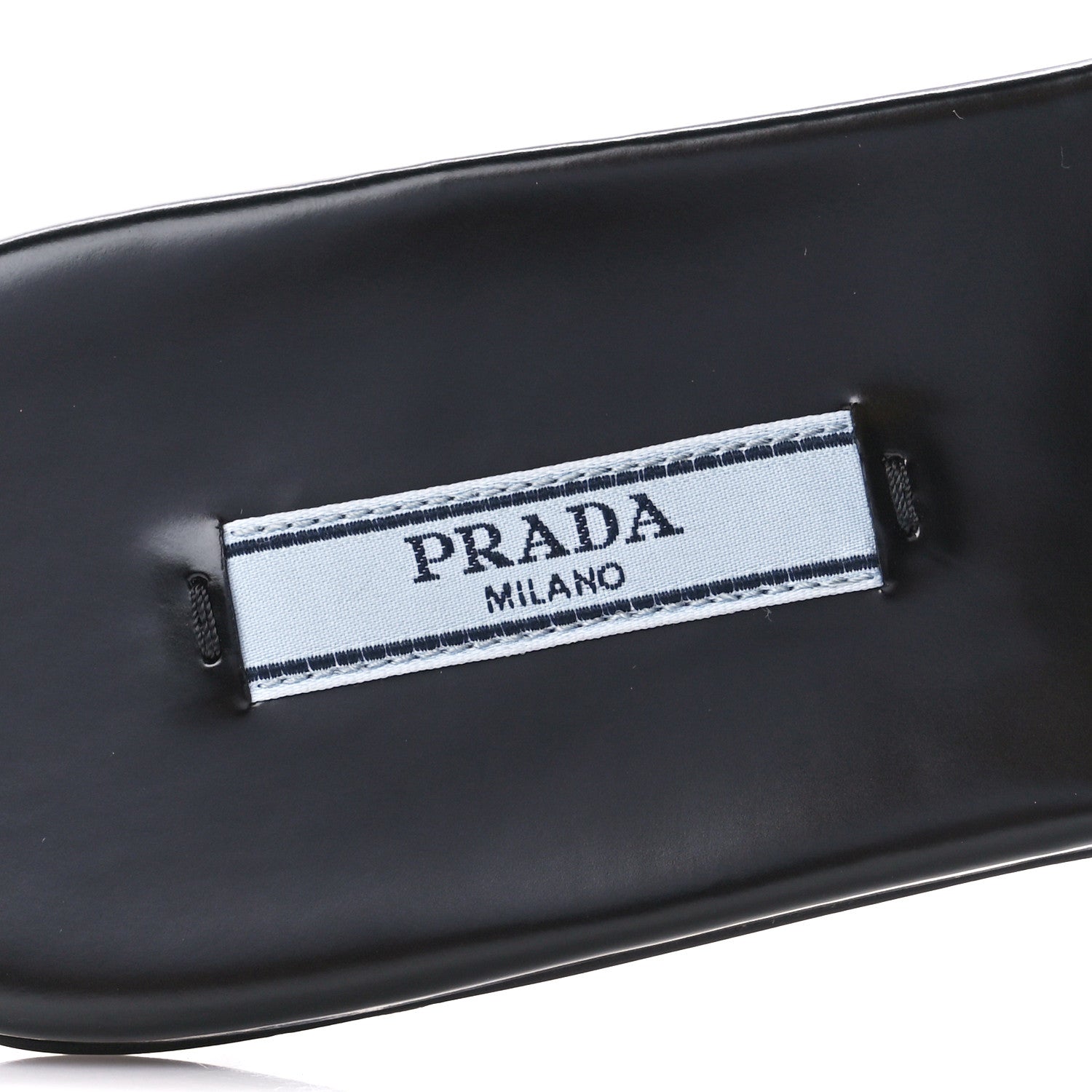 Prada Spazzolato Metal Triangle Logo 5mm Slide Sandals 39 Black 8 of 8