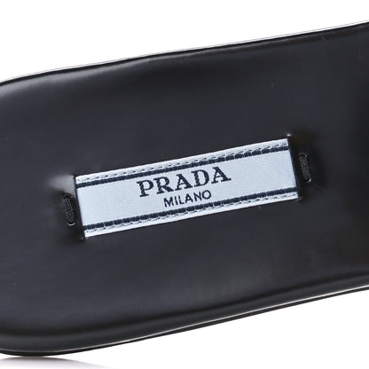 Prada Spazzolato Metal Triangle Logo 5mm Slide Sandals 39 Black 8 of 8