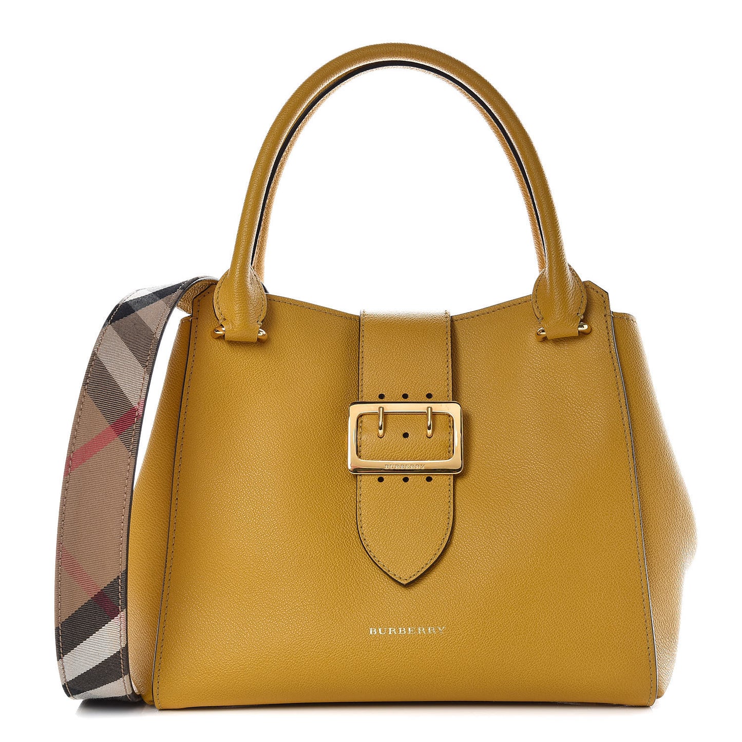 Soft Grain Calfskin Medium Buckle Tote Bright Straw