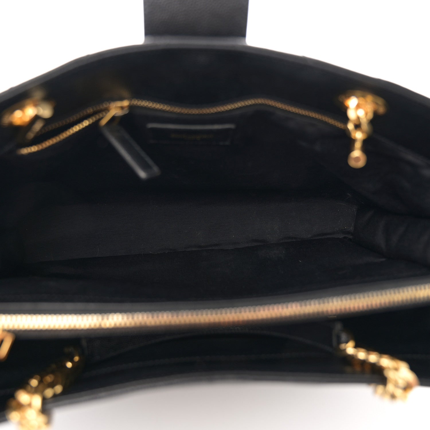 Saint Laurent Grain De Poudre Matelasse Chevron Monogram Shopping Bag Black 5 of 12