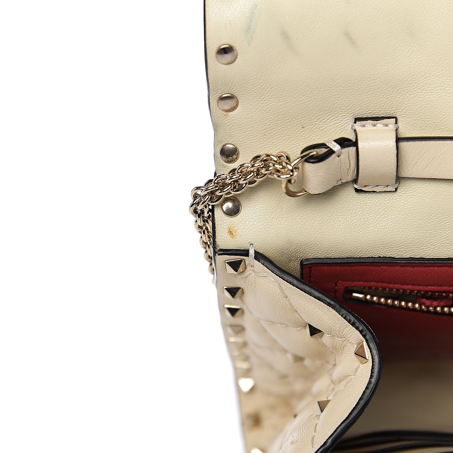Valentino Garavani Nappa Rockstud Spike Wallet on Chain Light Ivory 6 of 13