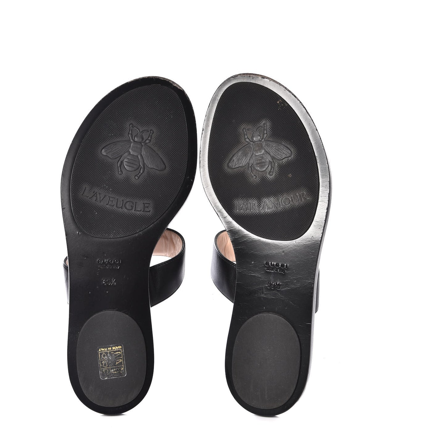 Calfskin GG Marmont Thong Sandals 39.5 Black