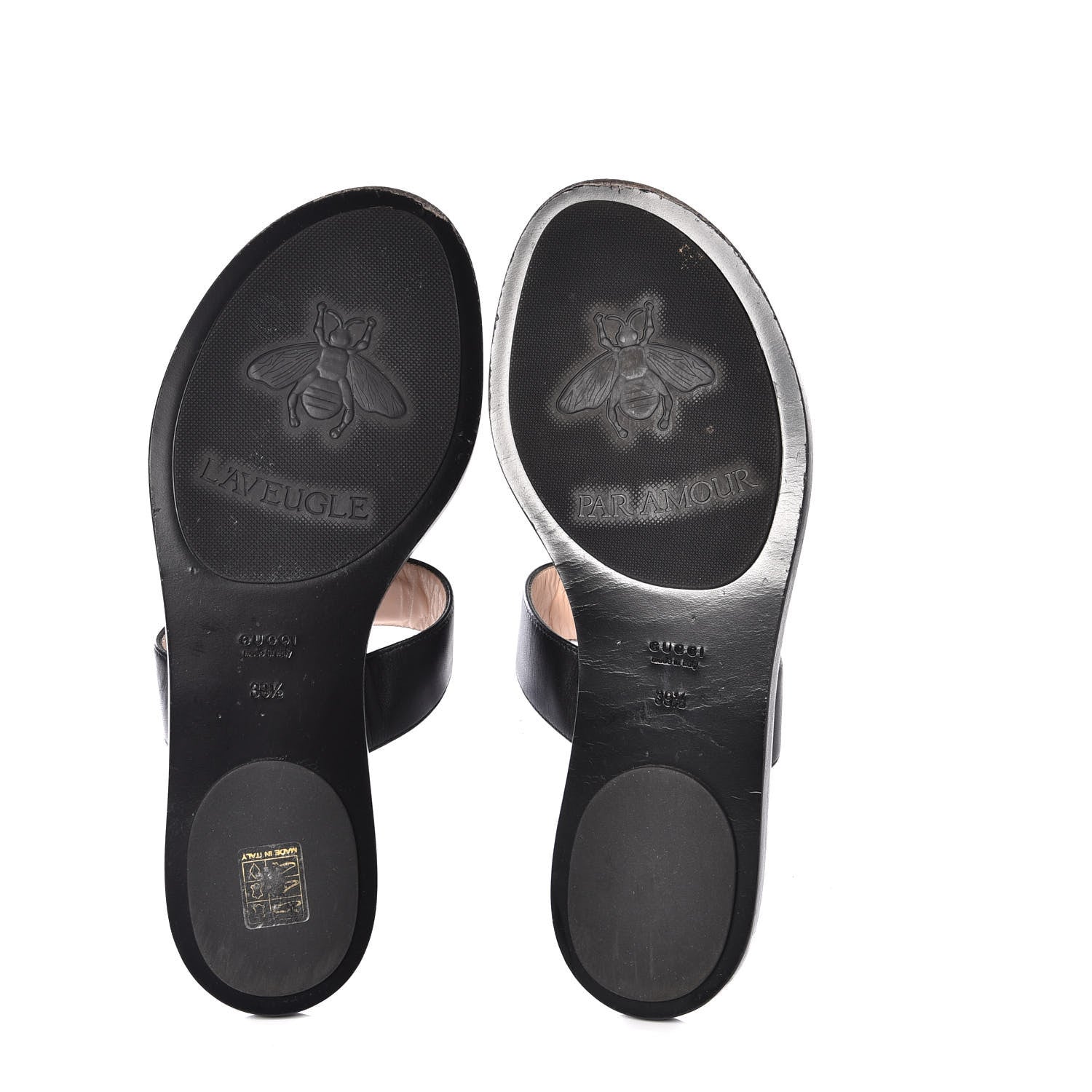 Gucci Calfskin GG Marmont Thong Sandals 39.5 Black 6 of 9