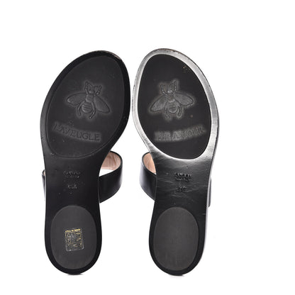 Gucci Calfskin GG Marmont Thong Sandals 39.5 Black 6 of 9