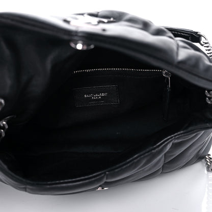 Saint Laurent Lambskin Quilted Small Loulou Puffer Monogram Chain Satchel Black 5 of 13