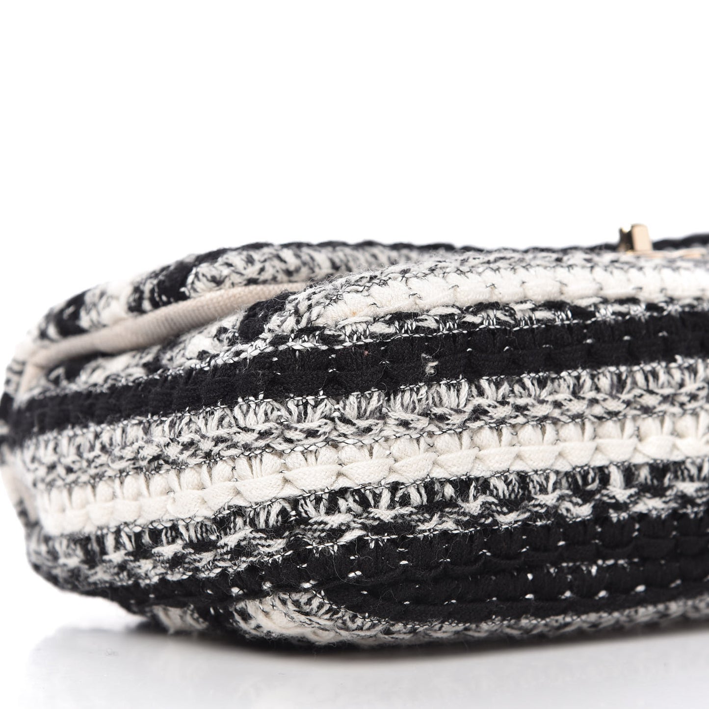 Tweed Braid Medium Single Flap Black White
