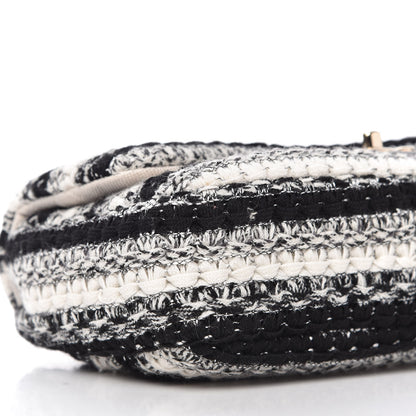 Chanel Tweed Braid Medium Single Flap Black White 6 of 10