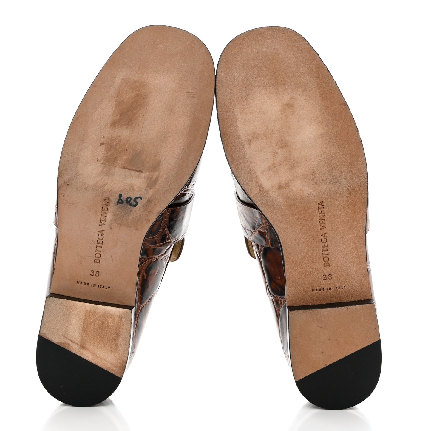 Calfskin Crocodile Embossed Monsieur Croco Bit Loafers 38 Barrel