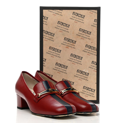 Gucci Goatskin Feline Ginger Loafer Pumps 39 Hibiscus Red Blue 11 of 11