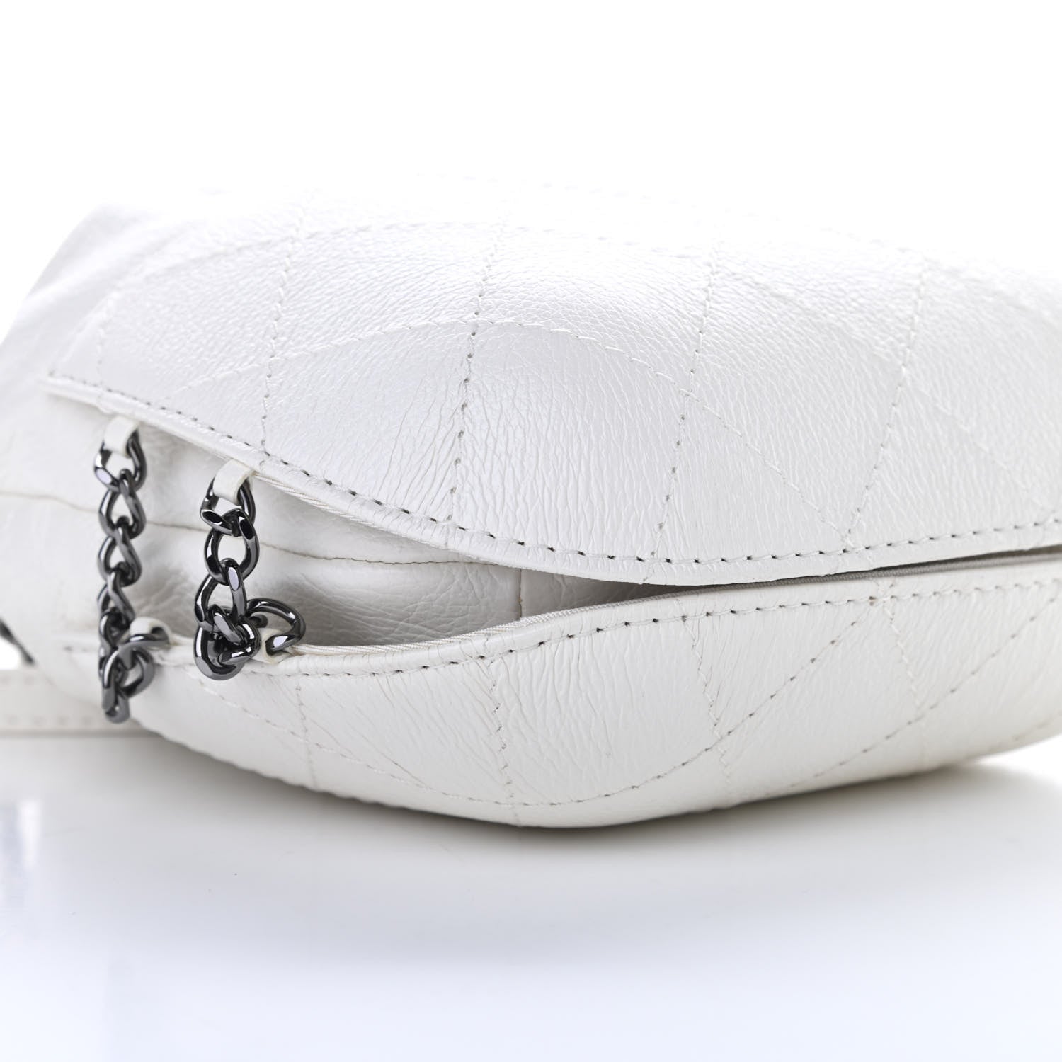 Chanel Aged Calfskin Quilted Small Gabrielle Bucket White 9 of 10