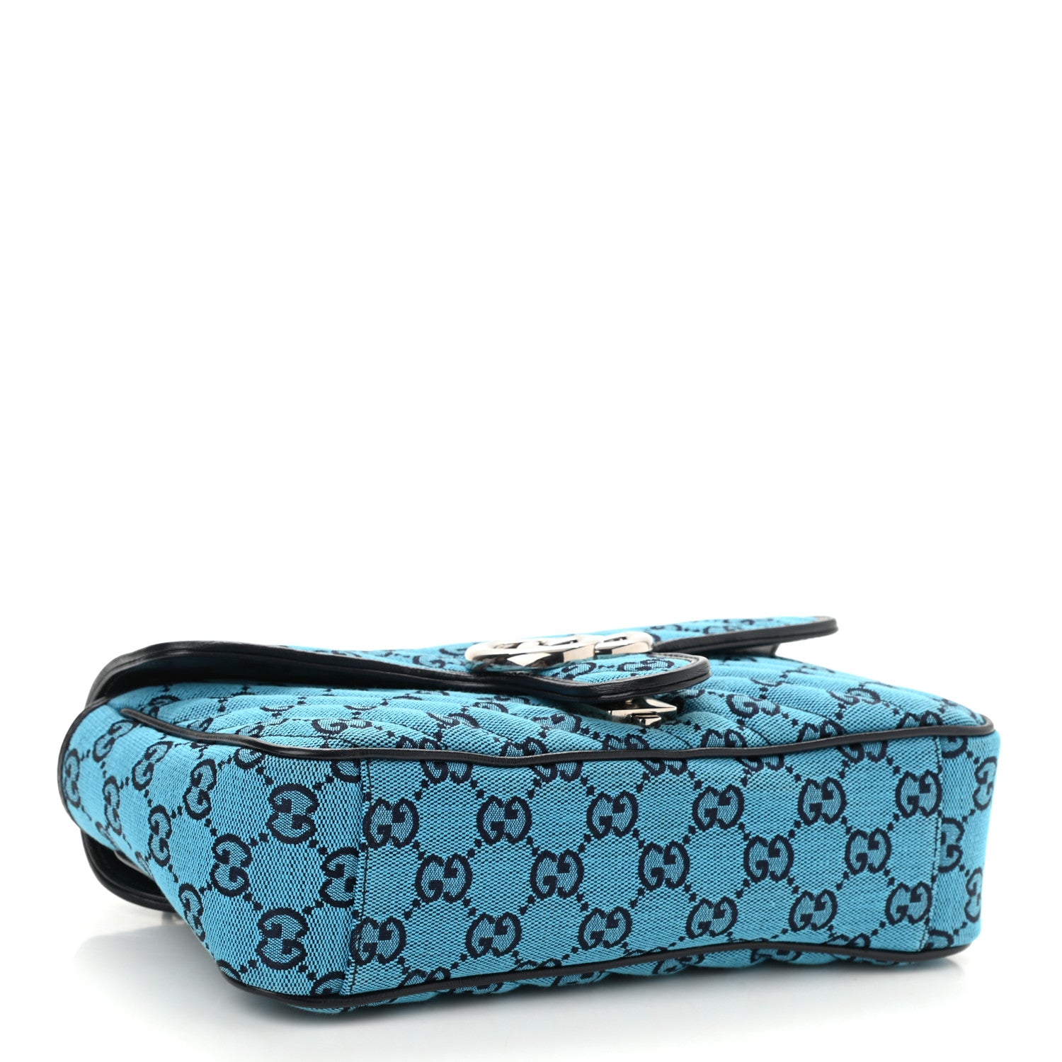 Gucci Monogram Multicolor Matelasse Diagonal Small GG Marmont Shoulder Bag Light Blue 4 of 9