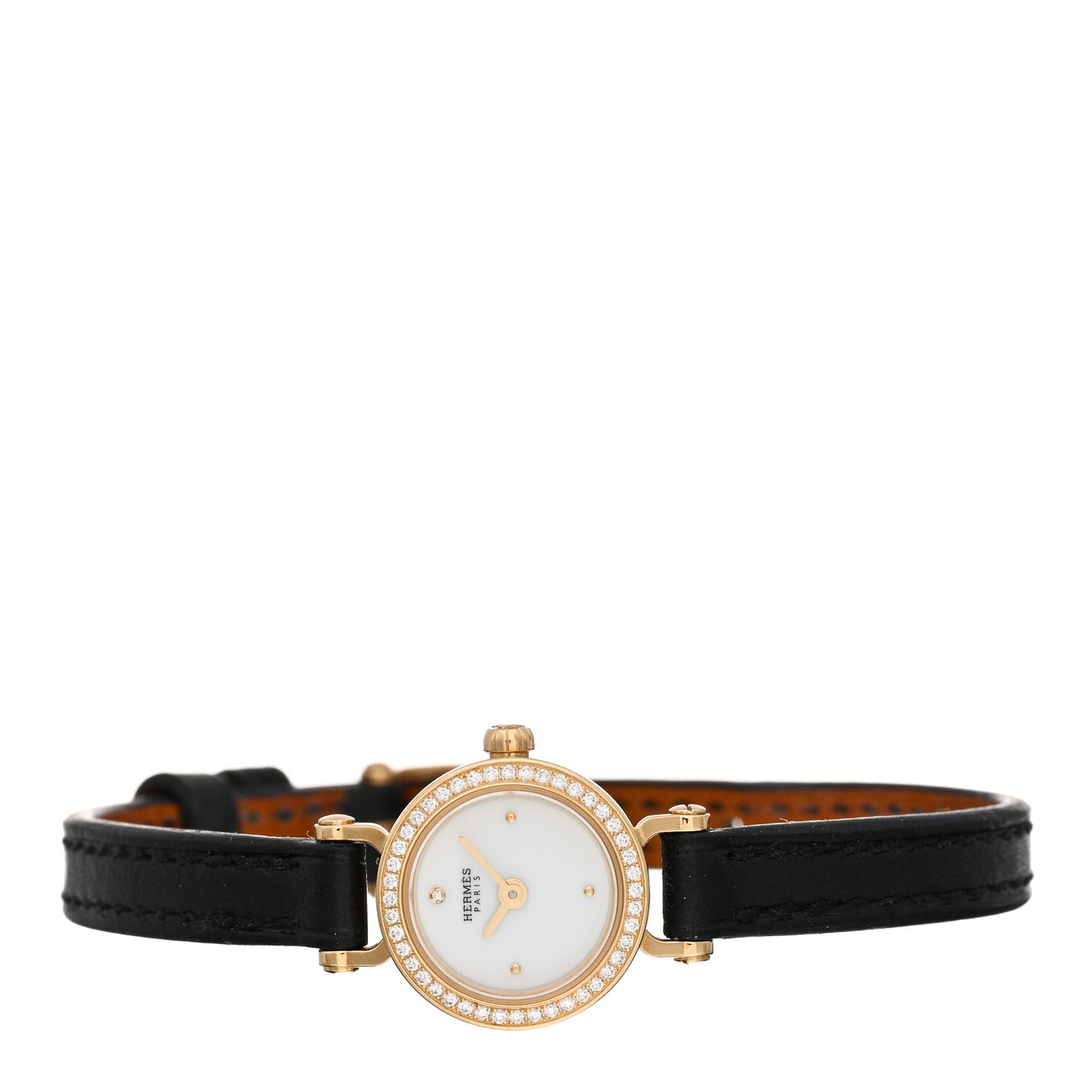 18K Yellow Gold Barenia Diamond 16mm Faubourg Quartz Watch Noir