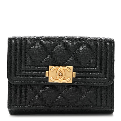 Chanel Caviar Quilted Small Boy Flap Wallet Black 1 of 9