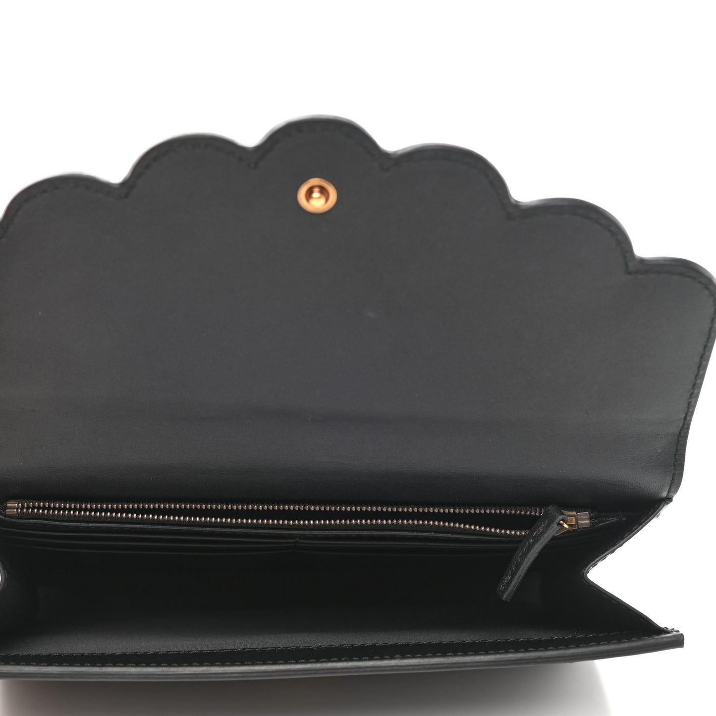 Calfskin Mini Peony Pearly Clutch Black