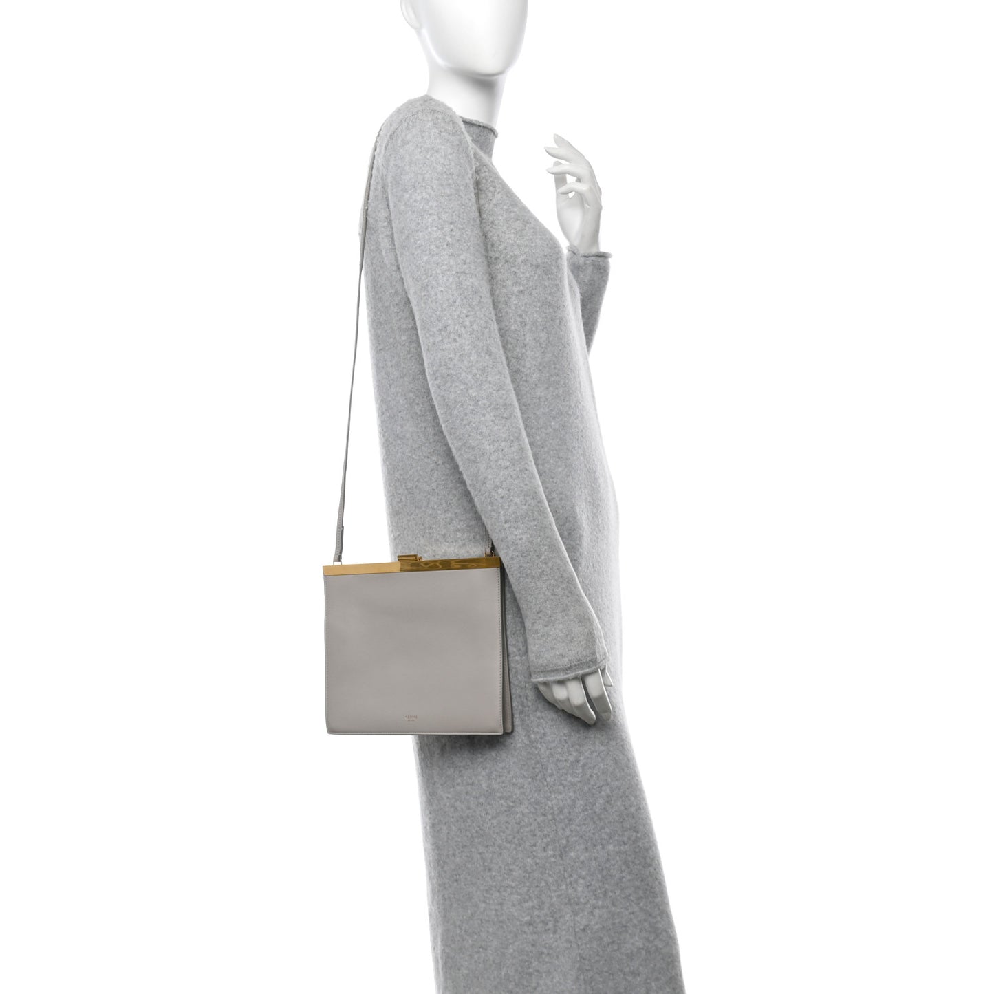 Smooth Calfskin Mini Clasp Bag Light Grey